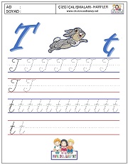 u harfi çizgi çalışması